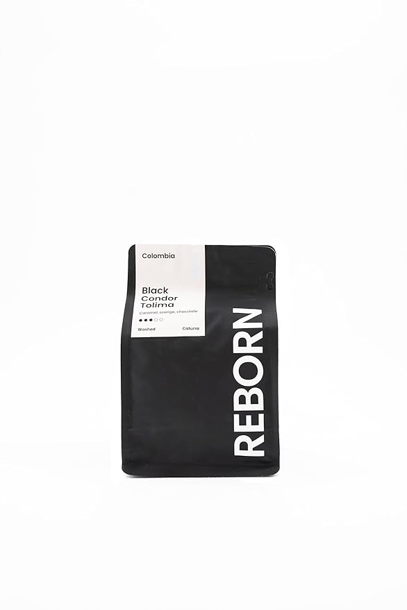 Reborn Coffee Specialty Whole Bean Coffee, Medium Roast, 12 Ounce, Colombia Black Condor Tolima