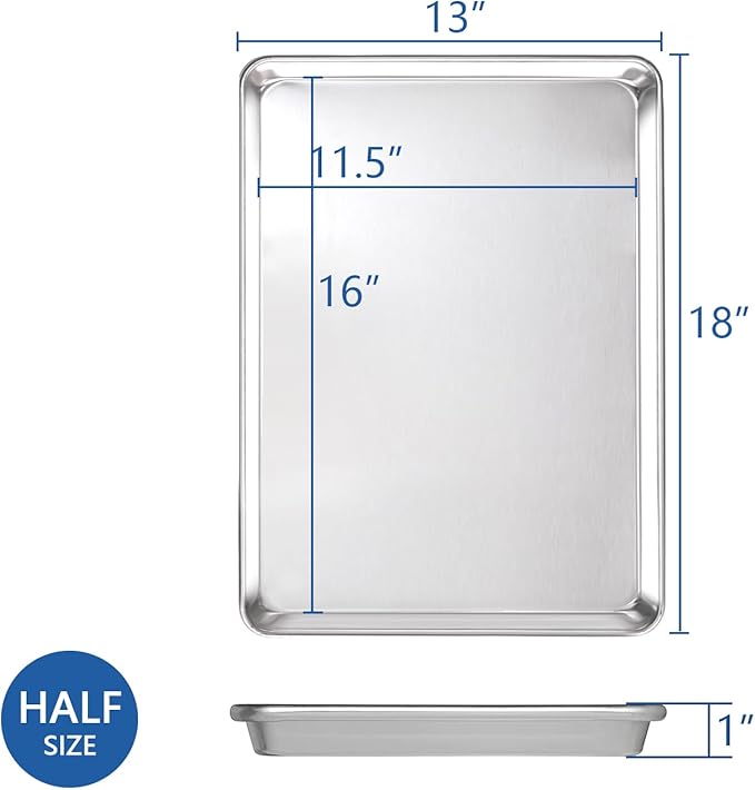 HARDURA Aluminum Baking Sheet Pan 18”L X 13”W X 1”H Cookie Sheet, 12Packs, For Oven in Bakery &