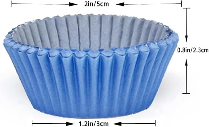 qiqee Mini 300-Count Cupcake Liners Cupcake Cups Food Grade 6 Solid Blue Colors Cupcake Papers