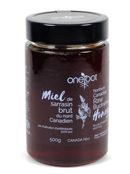 OneRoot Raw Buckwheat Honey - 500g/17.6oz, Unheated, Unfiltered and Unprocessed Natural Dark Honey