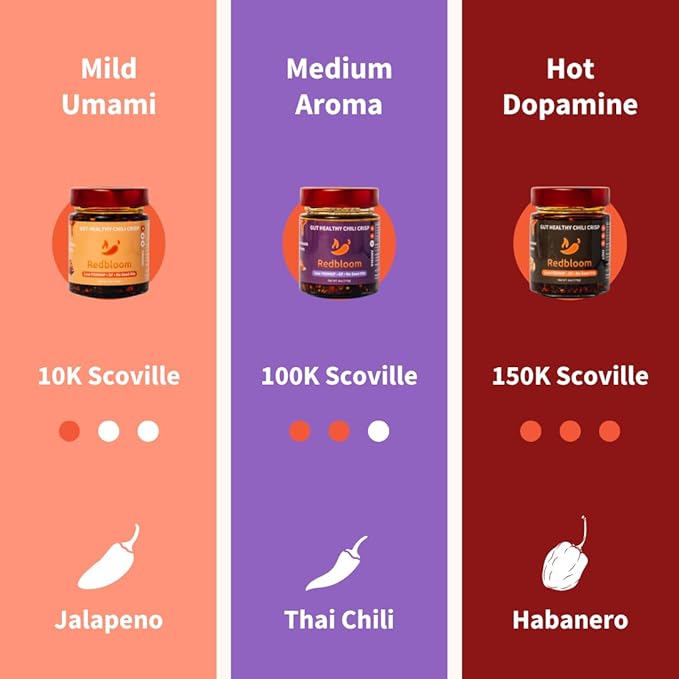 Redbloom Gut-Healthy Chili Crisp - Organic Chili Oil, No Seed Oils, Low-Fodmap, Vegan, Crunchy Hot