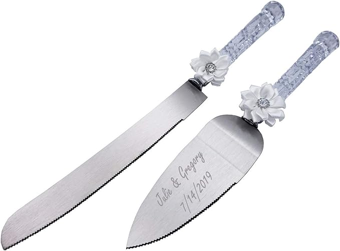 GIFTS INFINITY Personalized Wedding Cake Knife and Server Set Free Engraving - Valentine's