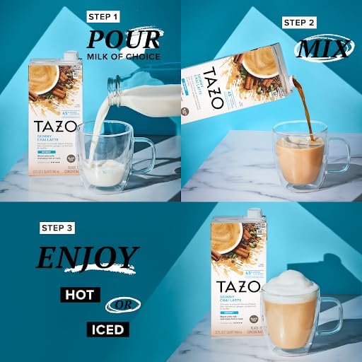 TAZO Tea Concentrate, Green Tea Matcha Latte, Organic Skinny Chai Latte, & Organic Chai Latte 32 Fl