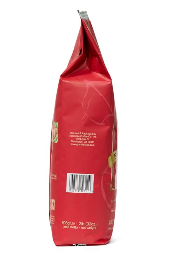 Grande Italia Espresso; Small Batch Artisan Roasted; Originale, Medium Roast (2LB Bag, Pack of 2)