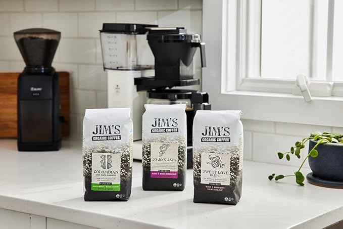 Jim?™s Organic Coffee ??Sweet Love Blend ??Whole Bean, Dark Roast, Bold 11 oz Bag