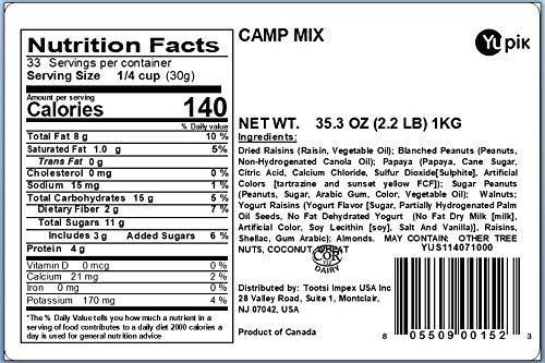 Yupik Camp Mix, 2.2 lb (35.2 oz), A Blend of Raisins, Papaya, Almonds, Walnuts & Yogurt Peanuts