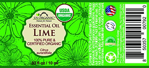 US Organic Lime Essential Oil - Certified Organic, Steam Distilled - W/Euro droppers (More Size