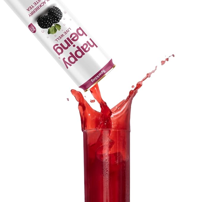 Happy Being Sparkling Nutrient-Rich Blackberry Citrus White Tea – Infused with Turmeric