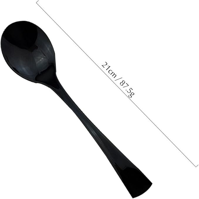 JASHII 18/10 Stainless Steel Mirror Polished Black 2 Pcs Salad Fork & 2 Pcs Salad Spoon Black