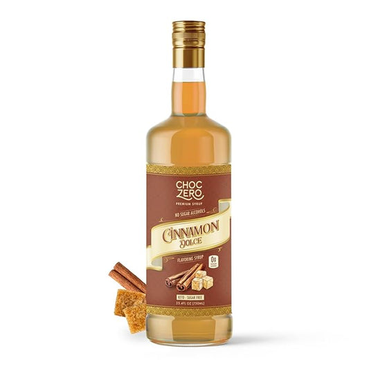 ChocZero Sugar Free Coffee Syrup, Cinnamon Dolce Flavor, Simple Syrup Drink Mix, Brown Sugar Latte