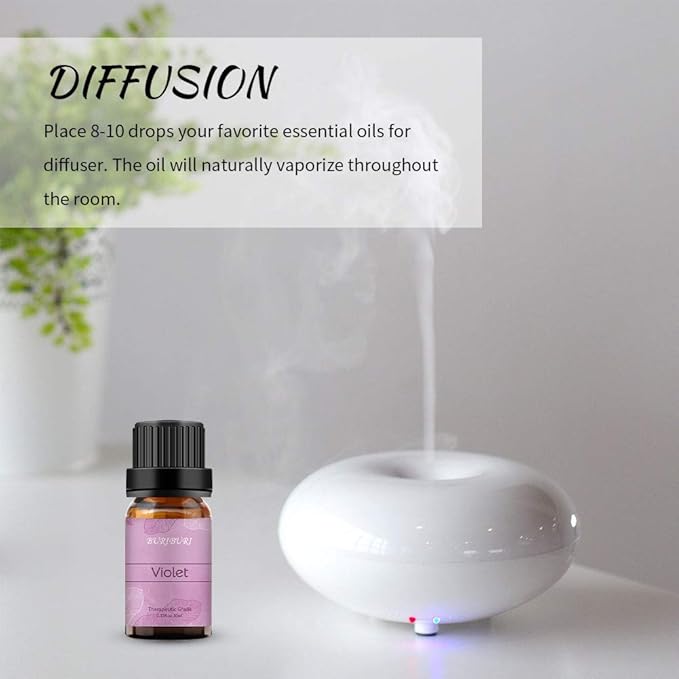 BURIBURI Violet Essential Oil 10ml, 100% Pure, Undiluted, Natural Violet Fragrance Oil for