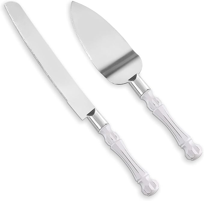 Homi styles White Elegant Cake Knife and Server Set, Cake Cutter and Pie Spatula, Cake Server and