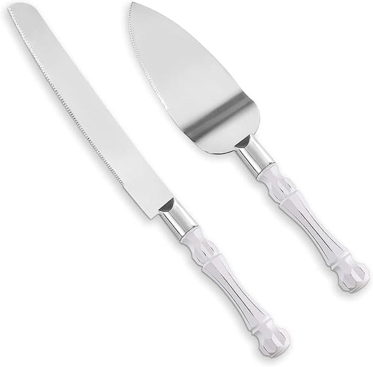 Homi styles White Elegant Cake Knife and Server Set, Cake Cutter and Pie Spatula, Cake Server and