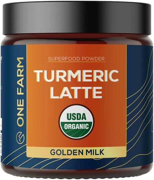 Turmeric Latte Powder - USDA Organic >5% Curcuminoid Turmeric, Lions Mane, Ashwagandha, Ginger