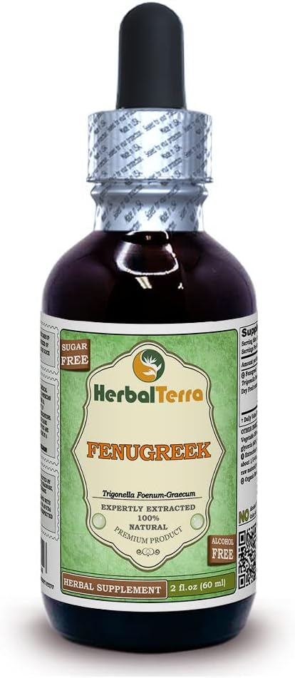 Herbal Terra LLC Fenugreek (Trigonella foenum-graecum) Glycerite, Organic Dried Fruits Alcohol-Free