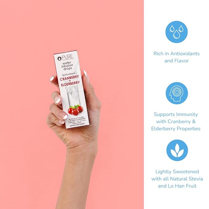 Pure Inventions - Cranberry & Elderberry Water Infusion Drops - Antioxidants & Electrolytes