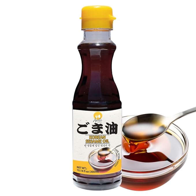 Korean Pure Sesame oil 10.14 fl oz, 100% Roasted Sesame Seed Oil with Rich Nutty Flavor, Made in