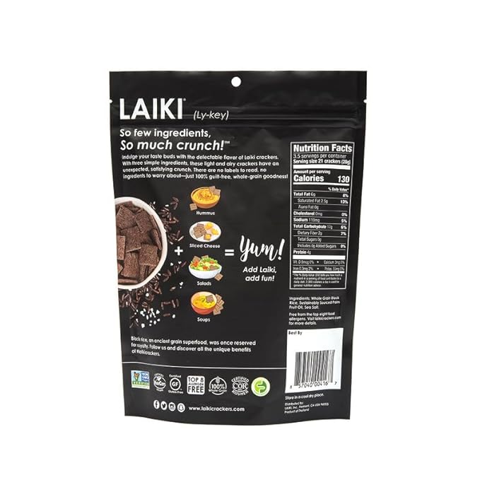 Gluten Free Rice Crackers - Seed-Oil Free - Snacks - Low Sodium Crackers Crunch - Allergen-Friendly