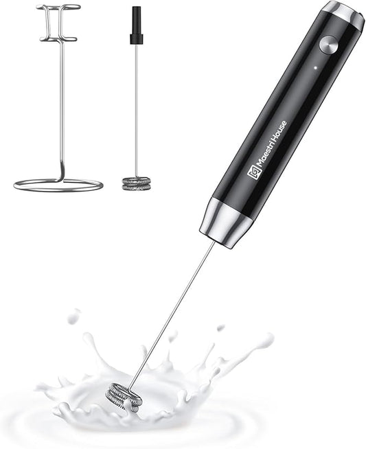 Maestri House Rechargeable Milk Frother with Stand, LunaFro Handheld Electric Foam Maker Waterproof