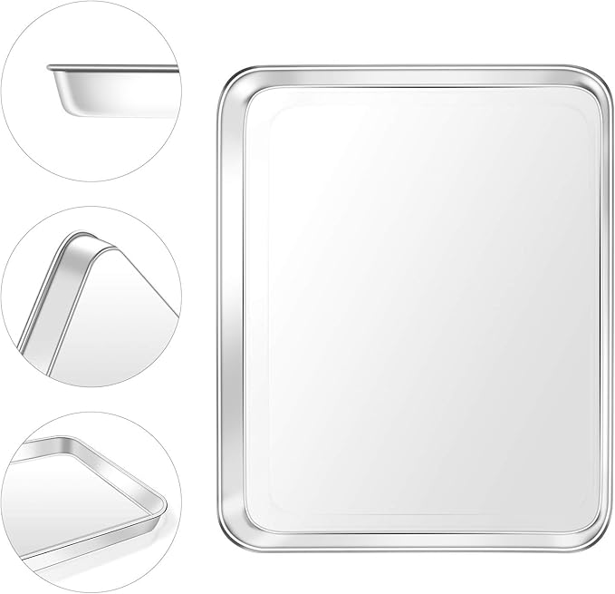 Baking Sheet, Yododo Stainless Steel Baking Pans Tray Cookie Sheet Toaster Oven Tray Pan Cookie