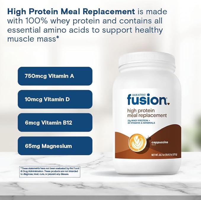 Bariatric Fusion Cappucino Meal Replacement 27g Protein Powder, 21 Serving Tub for Bariatric