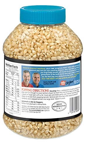 Jolly Time Popcorn Kernels, Gourmet Popping Corn for Air Popper Machine or Stovetop, Select White