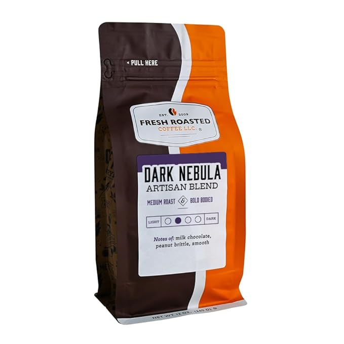 Fresh Roasted Coffee, Dark Nebula, 12 oz, Medium Roast, Kosher, Whole Bean