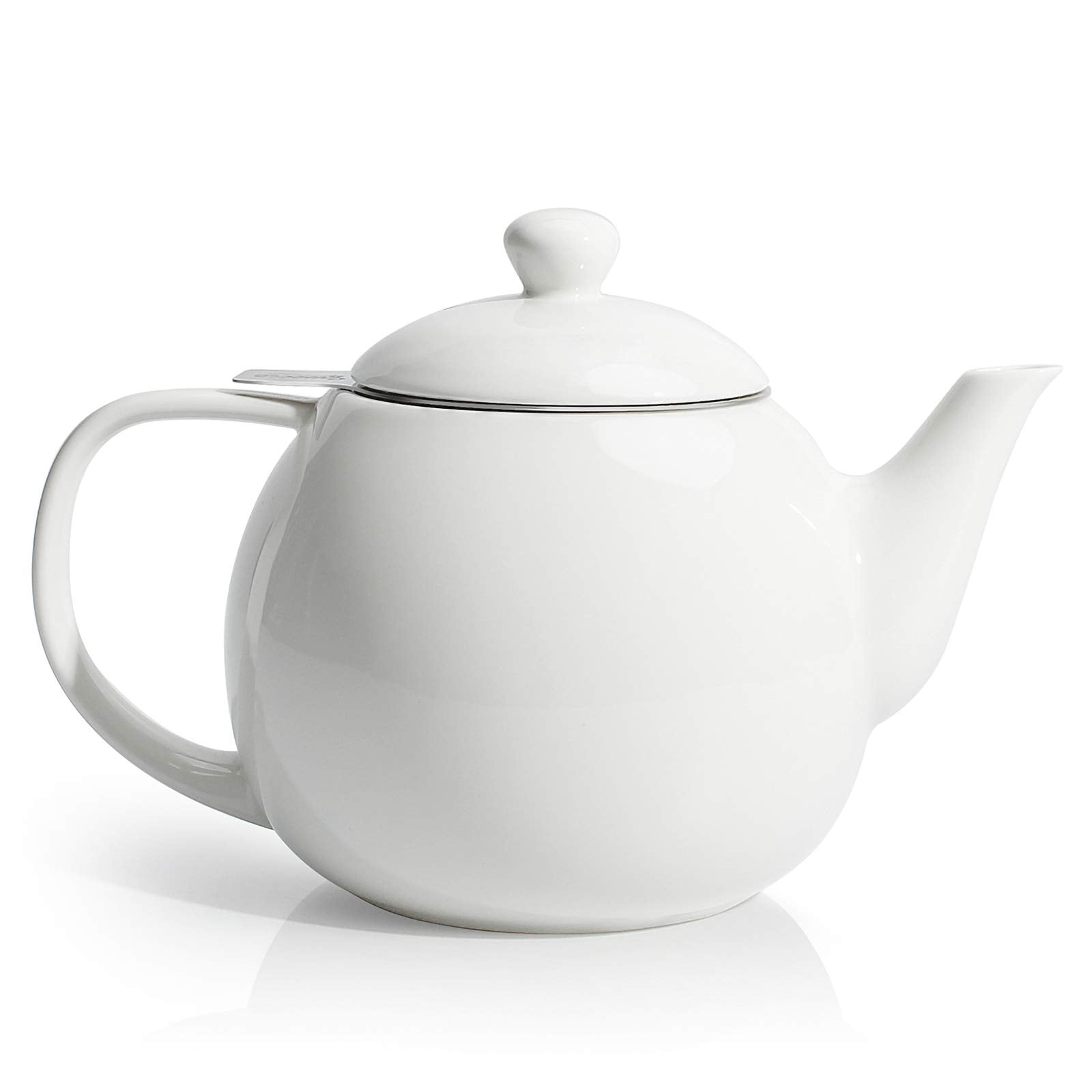 Sweese Porcelain Teapot with Steel Infuser, 27 oz, White
