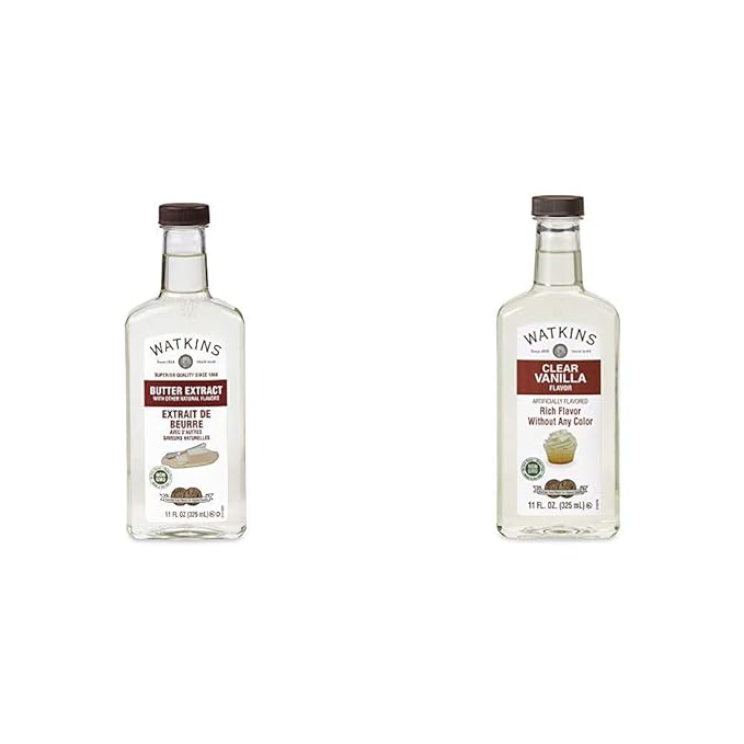 Watkins Butter and Clear Vanilla Flavoring Extracts, 11 oz. Bottles (2 Count)