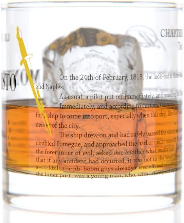 Well Told Classic Literature Rocks Glass - The Count of Monte Cristo by Alexandre Dumas - Old