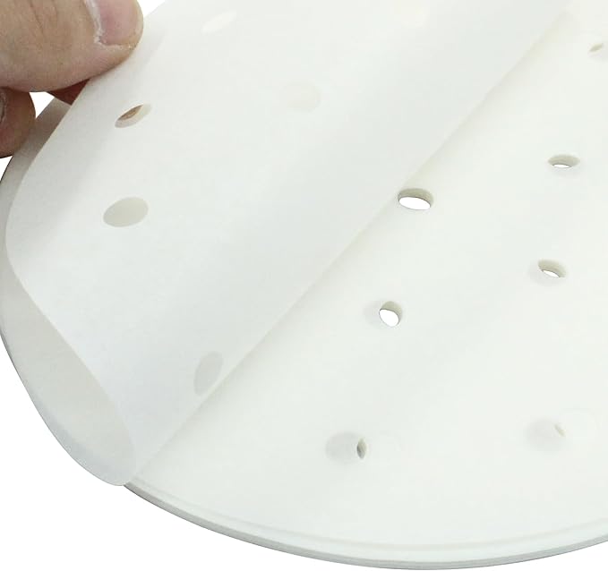 100 Pack 6 Inch Bamboo Steamer Liner - Round Air Fryer Parchment Paper with Holes - White Non Stick
