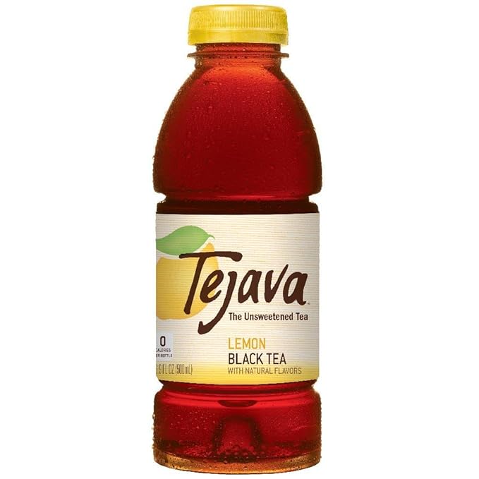Tejava Lemon Black Iced Tea, 6 Pack, 16.9oz PET Bottles, Unsweetened, Non-GMO, Kosher, No Sugar or