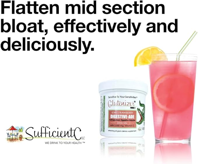 Sufficient C - Glutenizer Force Plus Kiwi-Strawberry Digestive-Ade Drink Mix - Naturally Effective
