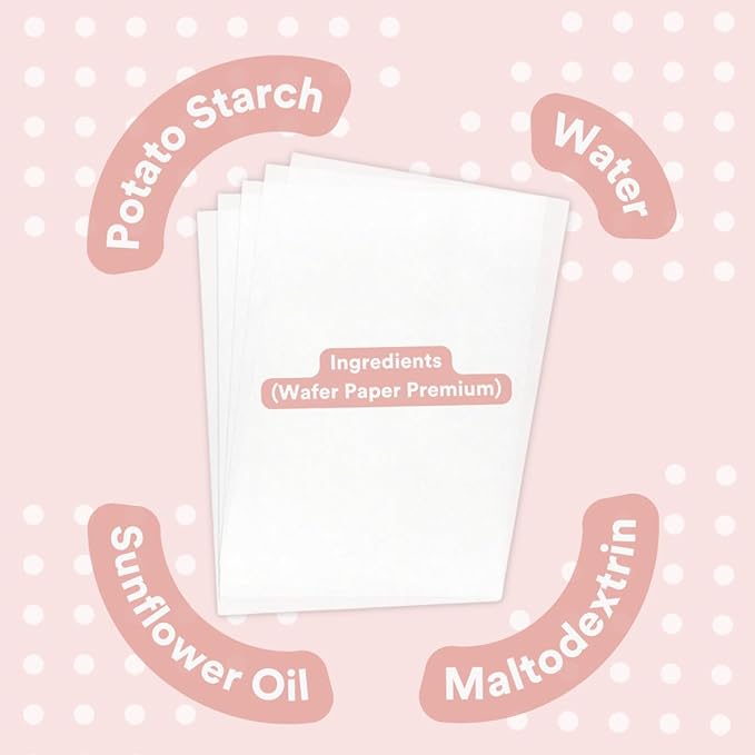 Printable Edible Wafer Paper Sheets from paper2eat (0.60 mm - 100 sheets/Plain)
