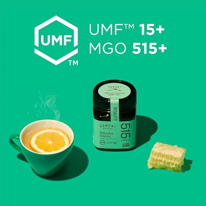 EGMONT HONEY Manuka Honey MGO 515+ UMF 15+ – NON-GMO, Kosher, Recycled plastic jar, Traceable 100%