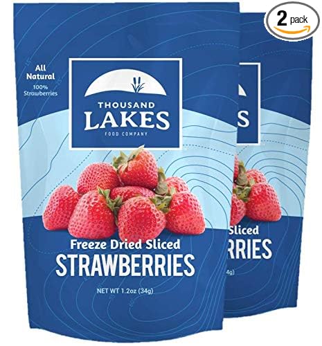 Thousand Lakes Freeze Dried Fruit - Strawberries 2-pack 1.2 ounces (2.4 ounces total) | No Sugar