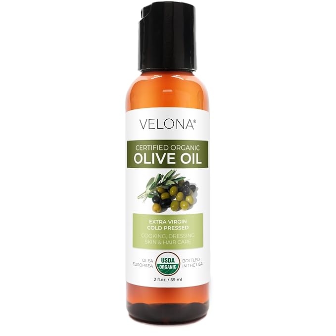 velona USDA Certified Organic Olive Oil - 2 Fl Oz | 100% Pure and Natural Carrier Oil | Extra