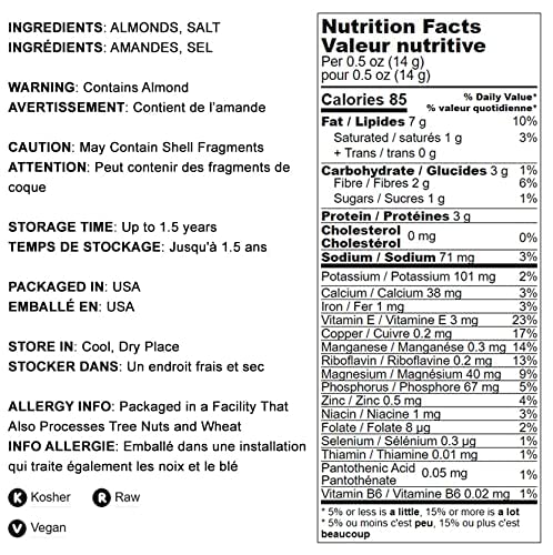 Food to Live Dry Roasted California Almonds with Himalayan Salt, 1 Pound Oven Roasted, Lightly