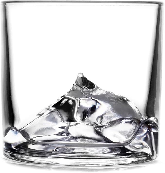 Mount Everest Heavy Crystal Whiskey Glasses Gift Set of 4, Thick Freezable Bourbon Glass 1lb Each