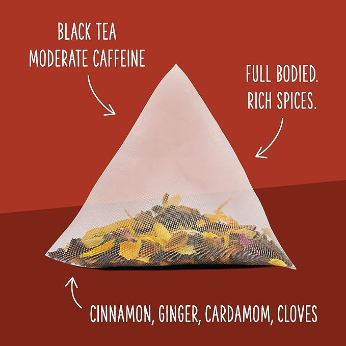 Two Leaves and a Bud Organic Mountain High Chai Tea Bags, Whole Leaf Black Tea and Spices in