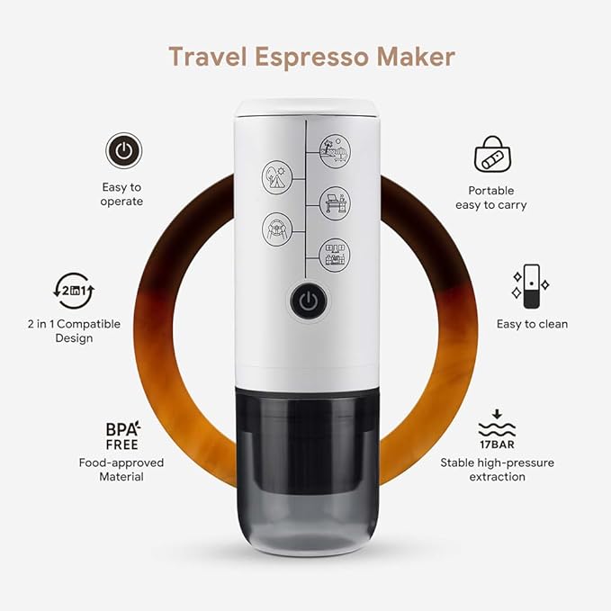 BENFUCHEN 3-in-1 Portable Espresso Machine With NO Heating Function, Type-C Charging Electric