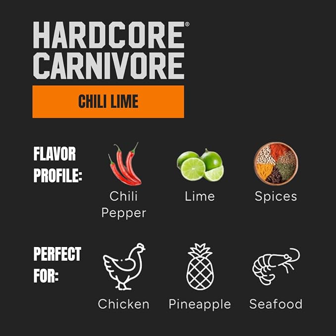 Hardcore Carnivore Chili Lime - Zesty Seasoning Blend (12 oz Shaker) Texas-Made Bold, Tangy Flavor