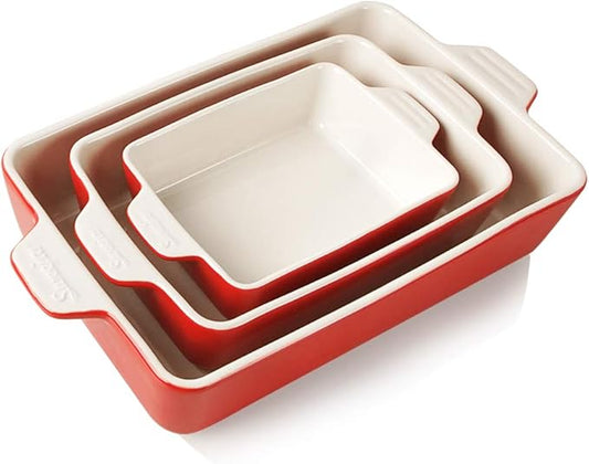 Sweejar Ceramic Bakeware Set, Rectangular Baking Dish for Oven Lasagna Pans for Cooking, Kitchen