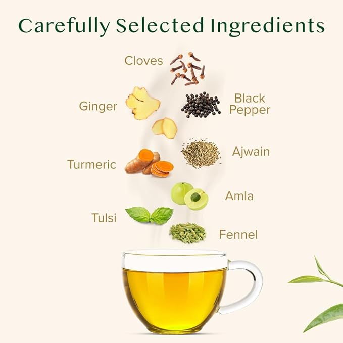 VAHDAM, Vedic Kadha Herbal Tea Bags (100 Ct) Caffeine Free, 100% Real Ingredients - Turmeric, Black