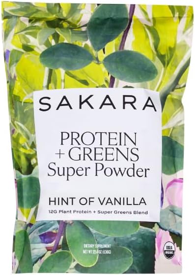 Sakara Protein + Greens Super Powder, 30 Servings - Organic Protein Powder Hemp, Pumpkin, Pea