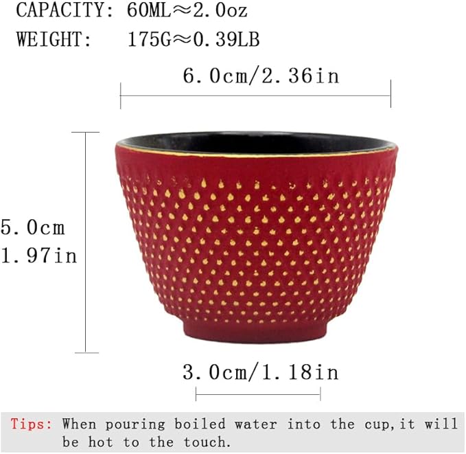 Japanese Cast Iron Tea Cups, Small and Heavy Teacups with no Handles, Japanese Style Cups for