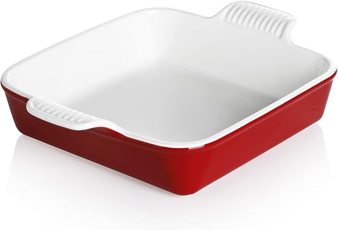 Sweejar Ceramic Baking Dish, 9 x 9 Cake Baking Pan for Brownie, Porcelain Square Bakeware with