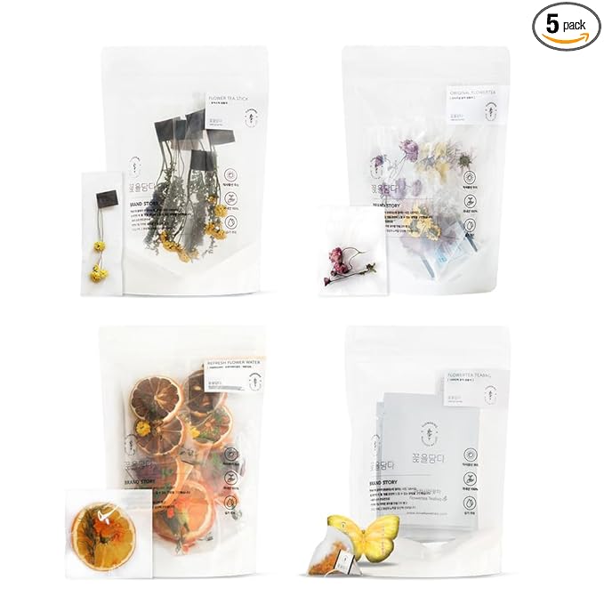 KKOKDAM Tea Sampler Bundle - Loose Leaf Set, Fancy Variety Pack, Blooming Flowers, Korean Tea Sets