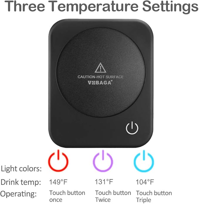 VOBAGA Coffee Mug Warmer, 4 Hours Auto Shut Off Cup Warmer for Office Home Desk Use with 3