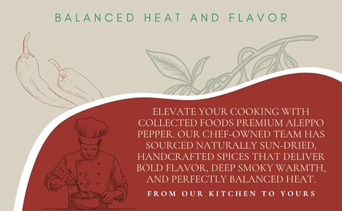 Premium Aleppo Pepper Flakes, Naturally Sun-Dried, Small Batch Spice for Smoky Flavor & Balanced